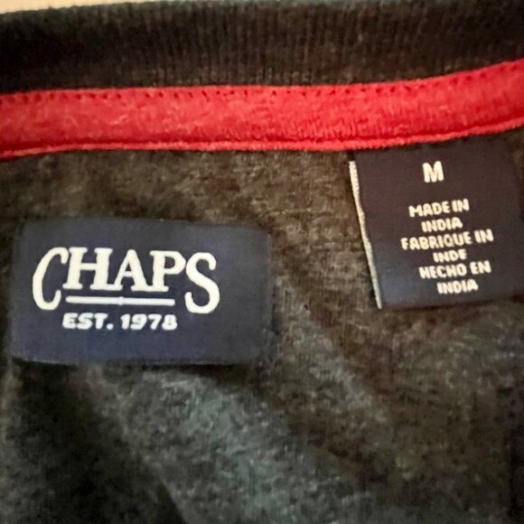 Chaps Charcoal Gray Long Sleeve Jersey Henley Shirt Men's Medium - Picture 6 of 8